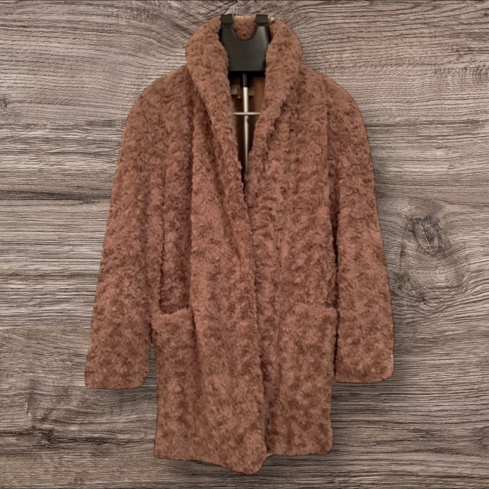 ❄️ Philosophy Teddy Coat Plush Camel Faux Shearling Cozy Winter L